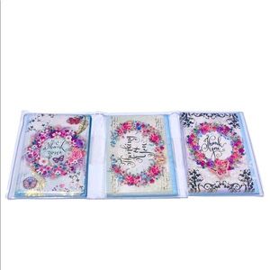 Punch Studio Floral Wreath Thank You Note Cards In TriFold Vinyl Sleeve (61609)
